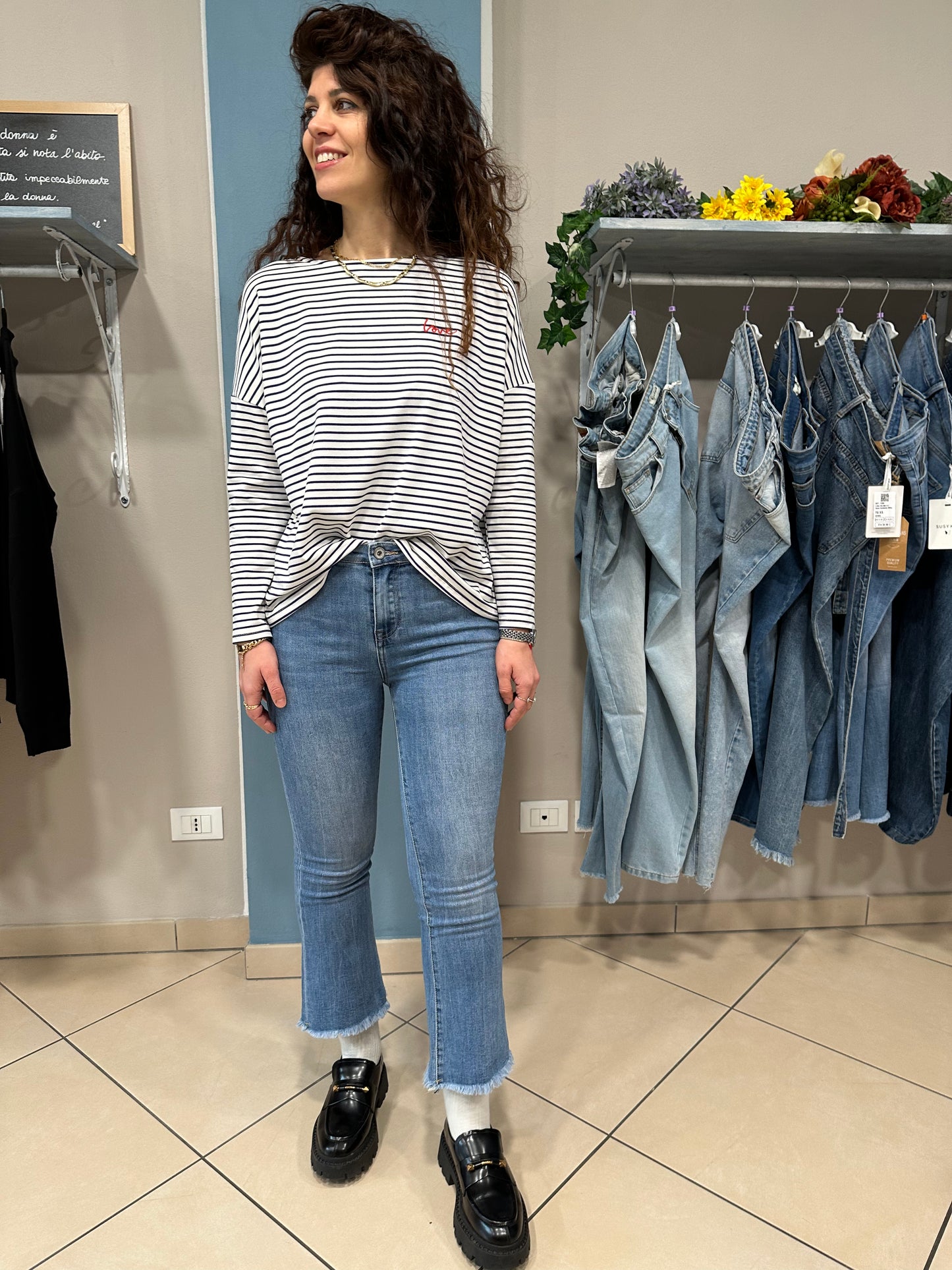 Susymix- jeans a trombetta elasticizzato