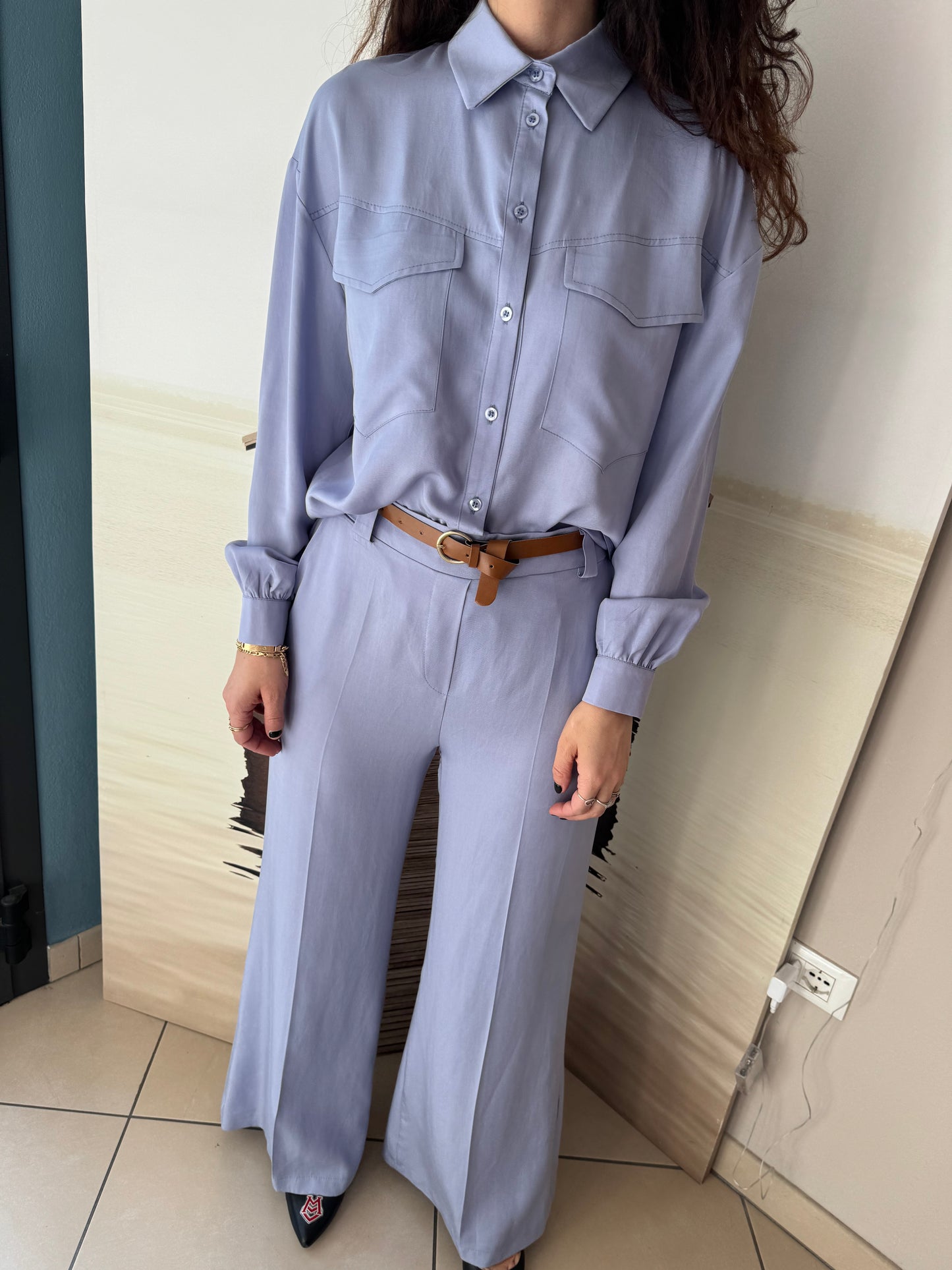 Susymix- Pantalone palazzo in tencel