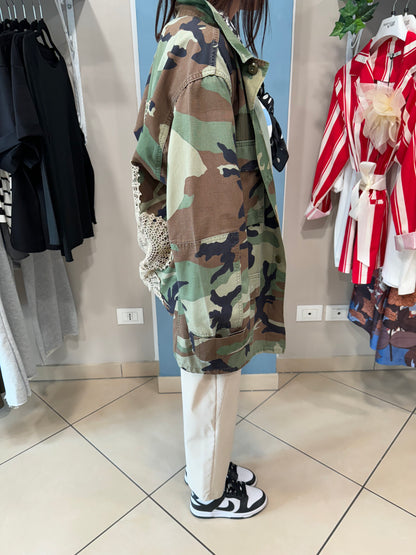 Susymix-Giacca Army vintage camouflage pastello