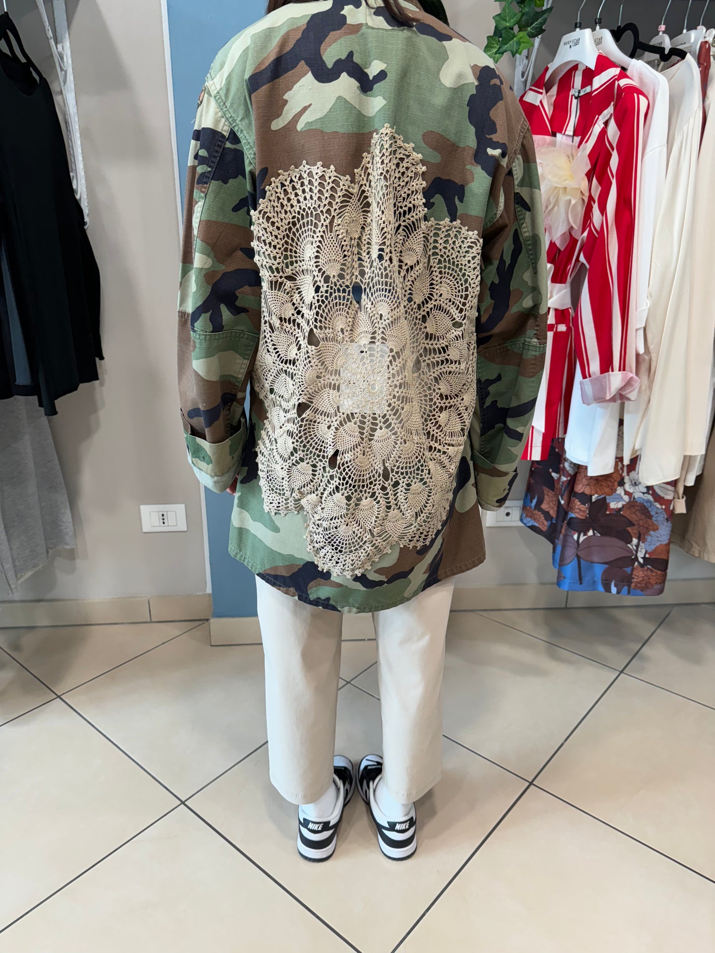 Susymix-Giacca Army vintage camouflage pastello