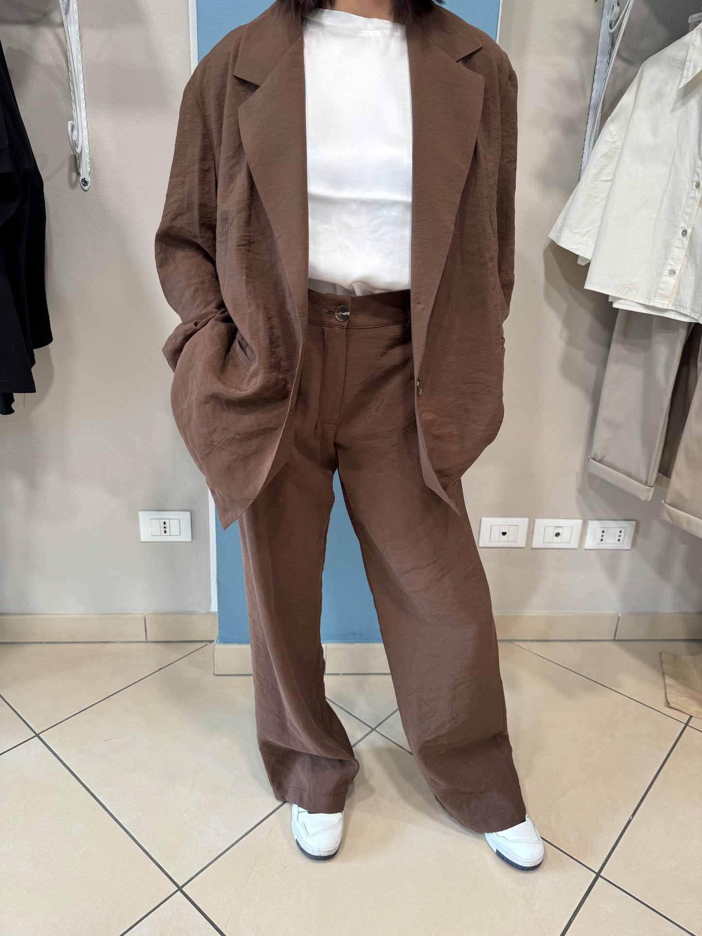 Susymix- Pantalone palazzo cacao